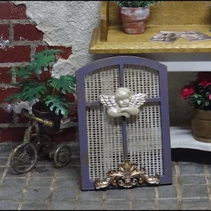 12th Scale Decorative Window, Shabby Chic Dollhouse Home Decor, Window With Cherub Dollhouse Miniature