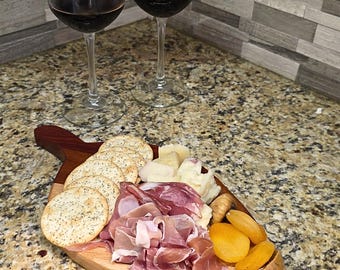 Small Serving Board — Circle or Leaf — Personalized Mini Charcuterie, Hardwood Cheese Board