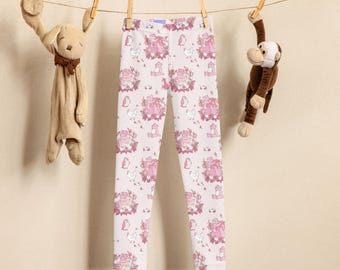Leggings rosa inspiradas no programa de TV "Little Bear", tamanhos para meninas e bebês.