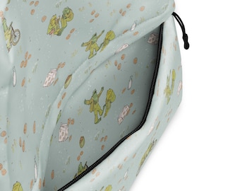 Cookies with a Frog and Toad Printed Backpack in Seafoam