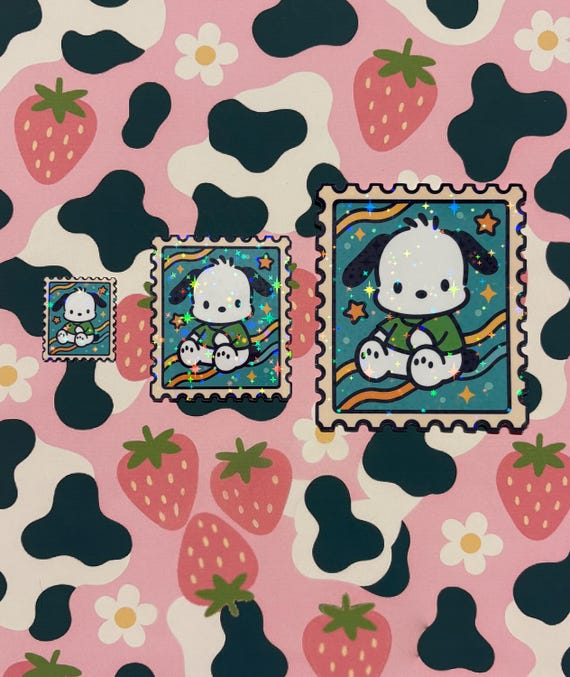 Pochacco Stamp Sticker – Holographic Sanrio Vinyl | Cute Sparkly Kawaii Dog Stamp