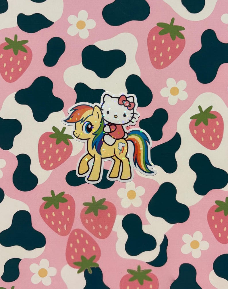 Hello Kitty Rainbow Dash Sticker – Holographic Vinyl Decal - Etsy