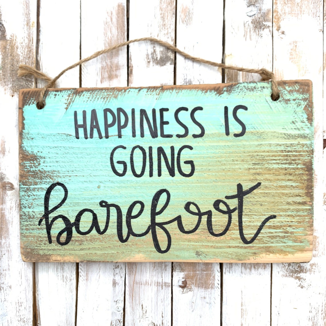 Beach House Decor Barefoot Sign Rustic Wood Sign Coastal Etsy