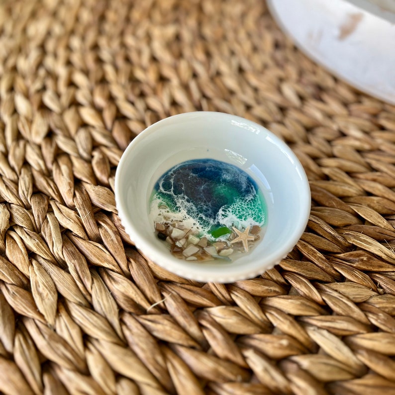 Ocean Ring Dish Ocean Trinket Dish Ocean Dish Ring Dish Trinket Dish Beach Decor Bath Ocean Resin Dish Jewelry Dish Beach image 6