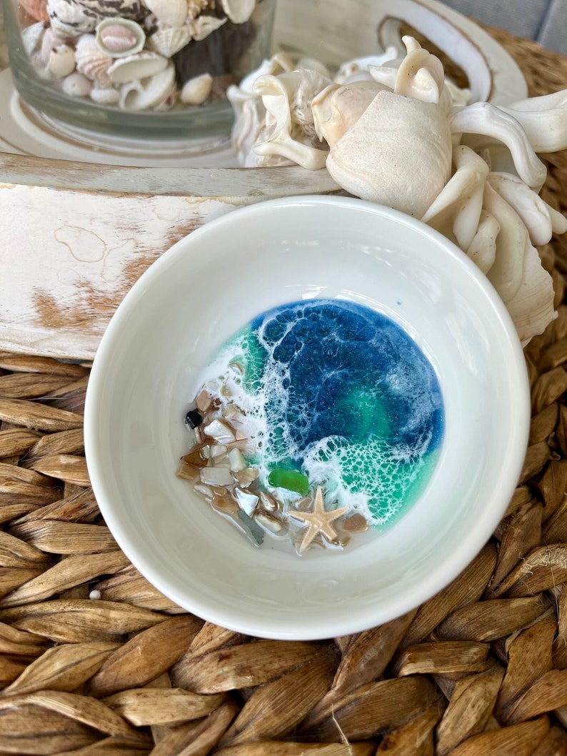 Ocean Ring Dish Ocean Trinket Dish Ocean Dish Ring Dish Trinket Dish Beach Decor Bath Ocean Resin Dish Jewelry Dish Beach image 7