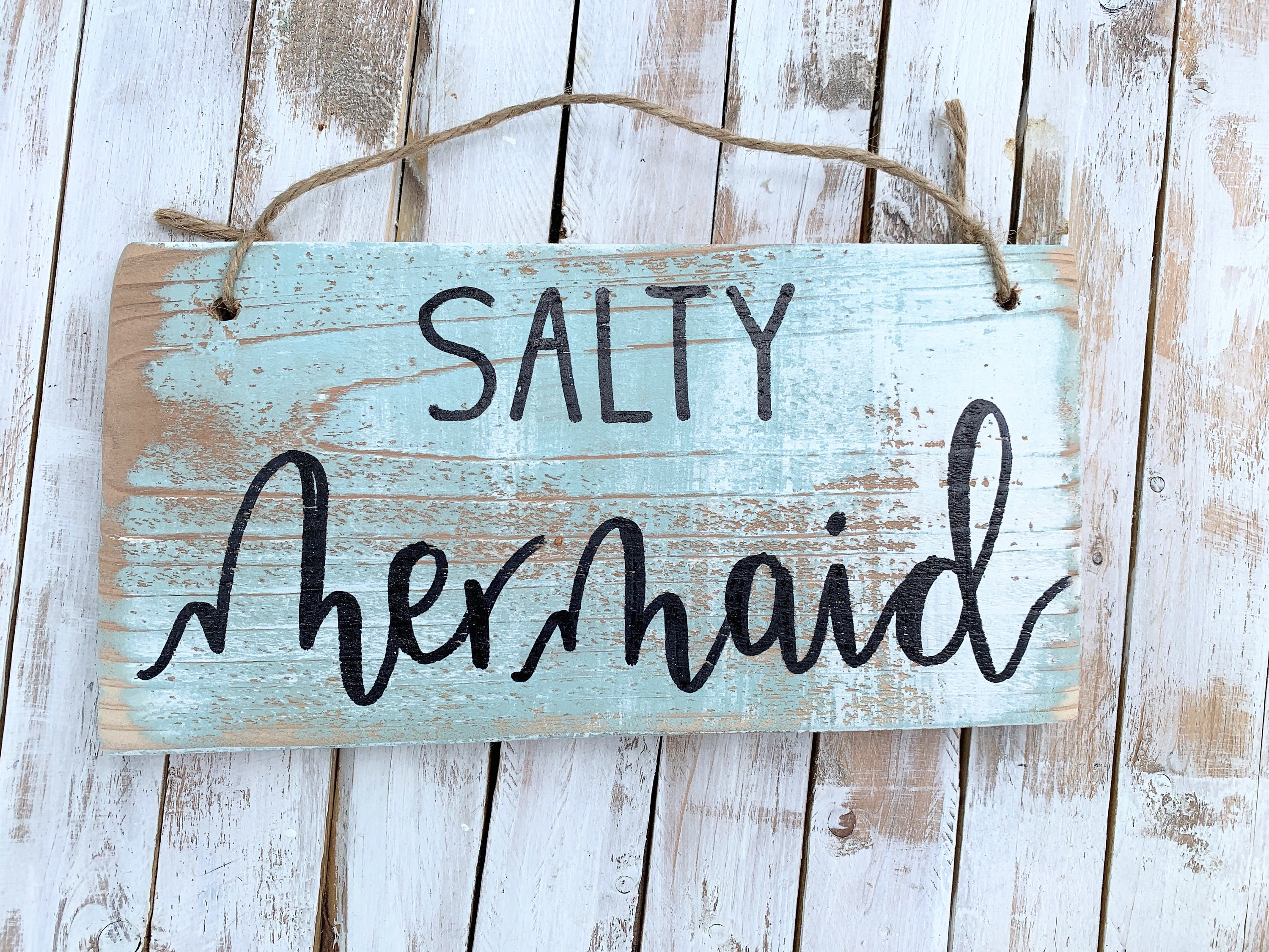 Salty Mermaid Mermaid Life Salty Mermaid Sign Rustic | Etsy