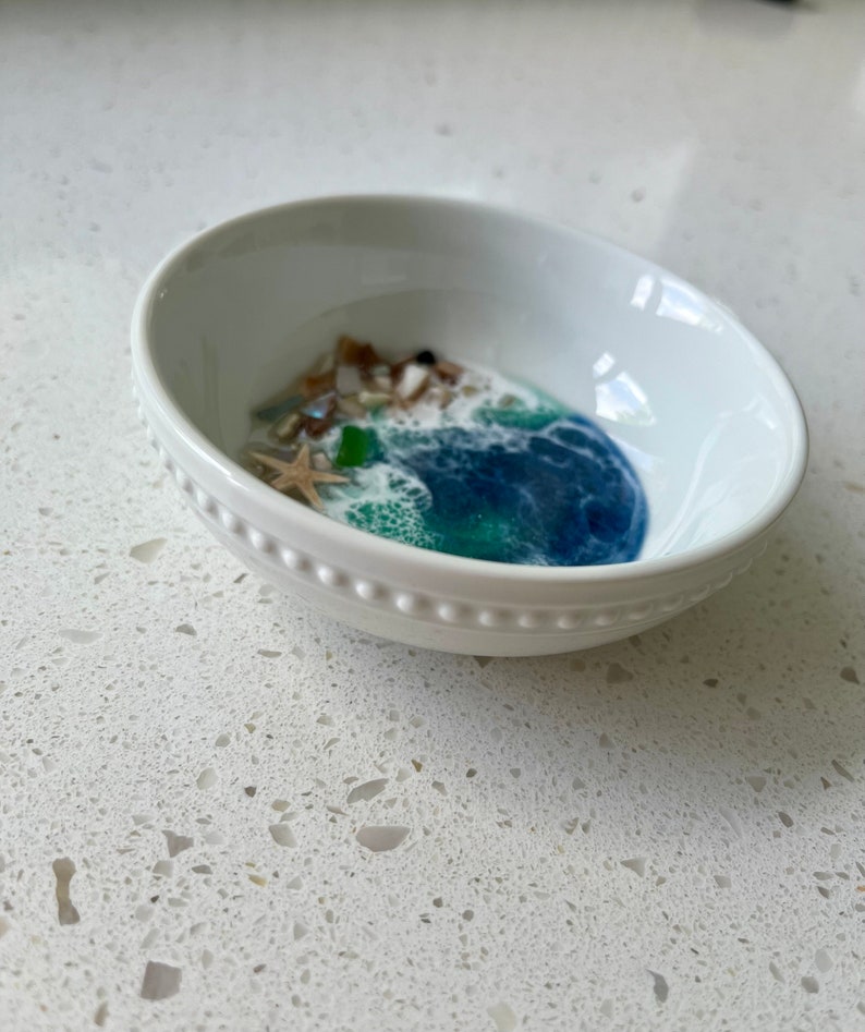 Ocean Ring Dish Ocean Trinket Dish Ocean Dish Ring Dish Trinket Dish Beach Decor Bath Ocean Resin Dish Jewelry Dish Beach image 5