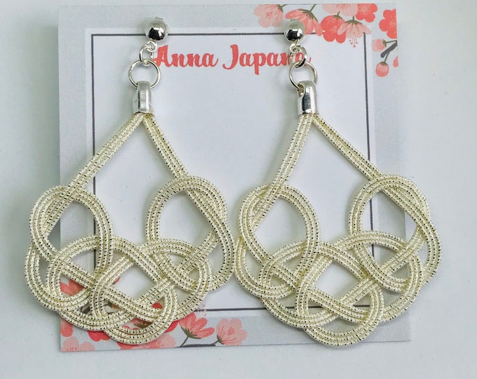 Large knotting earrings < silver>