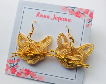 Gold cat earrings