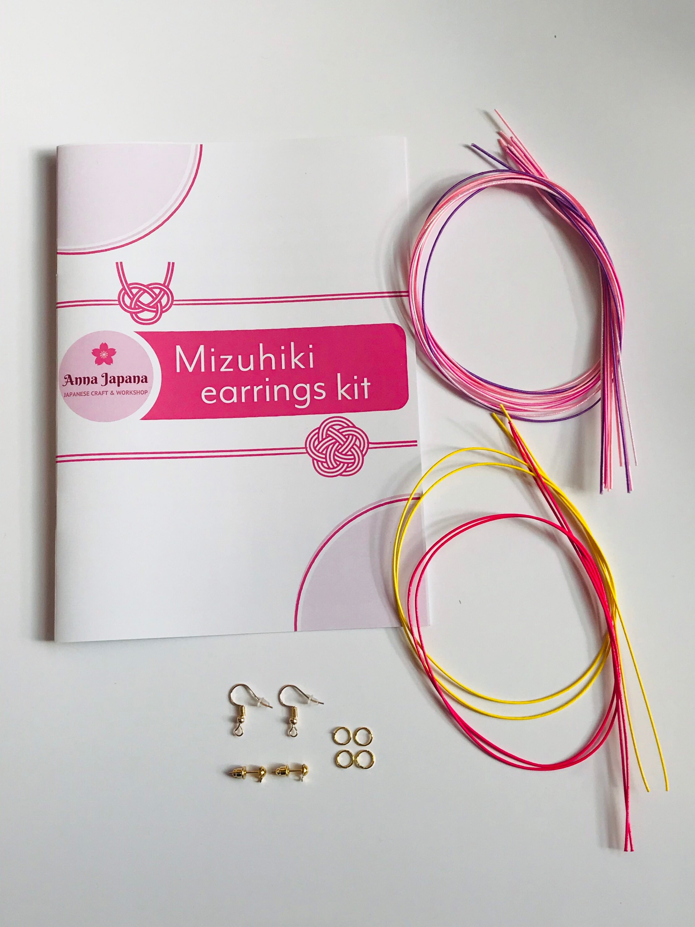 Mizuhiki earring Kit Japanese Craft Kit PHC-048-2 Designed by mizuhikigirl - Mizuhiki earring Kit Japanese Craft Kit PHC-048-2 Designed by mizuhikigirl -