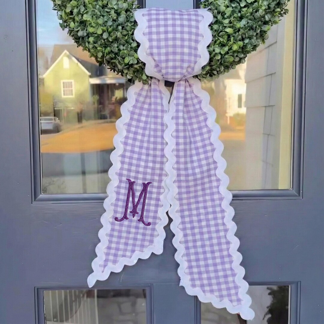 Spring Sashes Spring Wreath Sash With Embroidered Bunny, Easter Front Door Decor ...