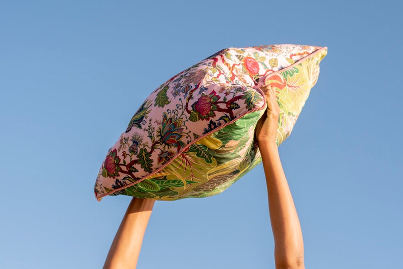 Large Silk Cushion in Reversible Print EdenSerendipity