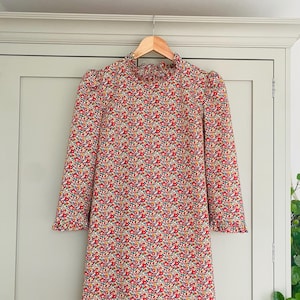 Liberty London Floral Mini Kleid : Handgemachte Baumwolle Rüschenärmel A-Linie