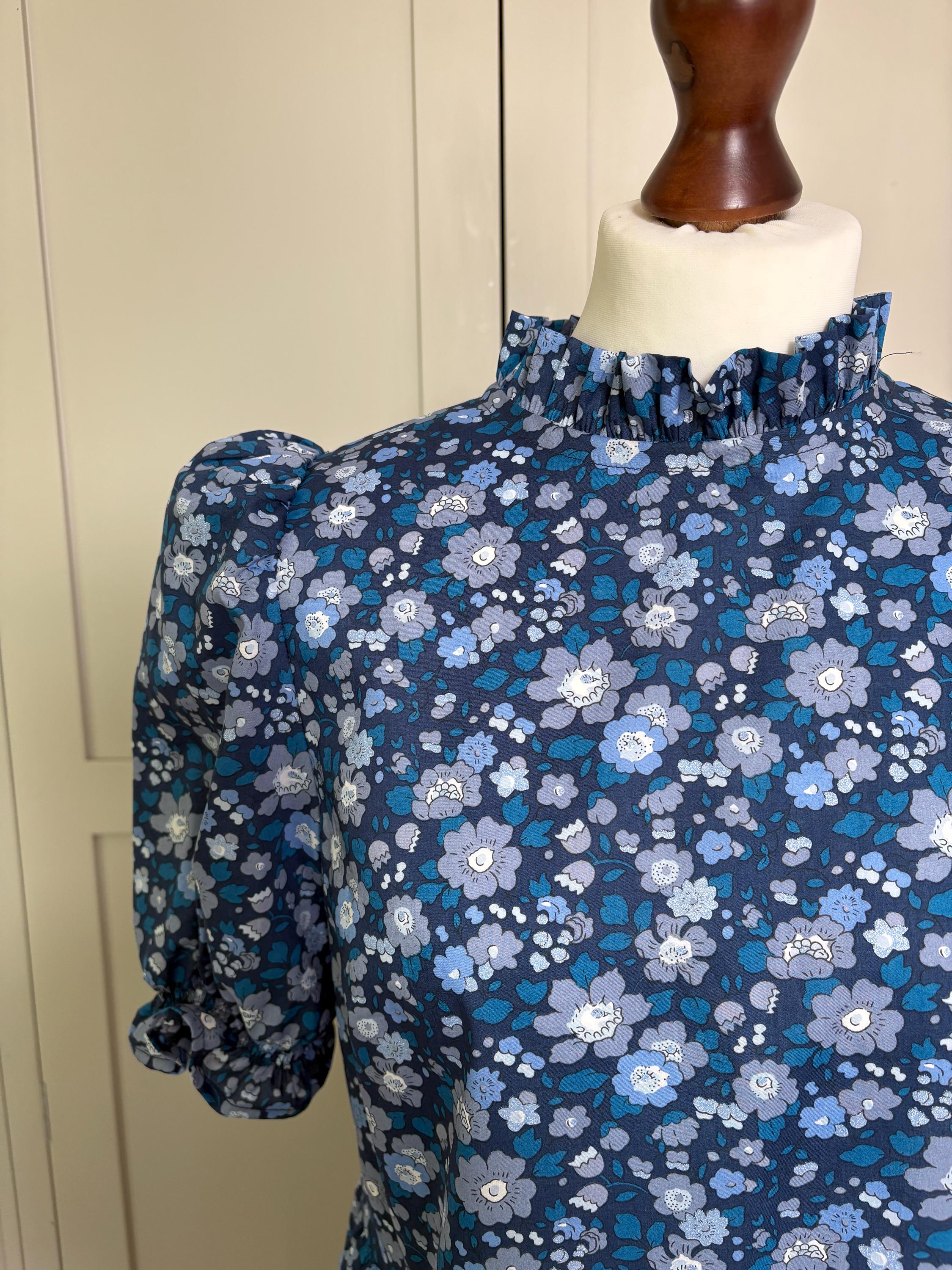 Liberty London Floral Maxi Dress: Ruffle Collar Cotton Smock