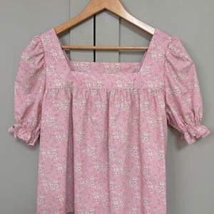 SAMPLE Summer Floral Blouse - UK size 12 - Square Neck Blouse-Retro Floral Blouse - Floral Loose Shirt - Liberty of London Print Blouse