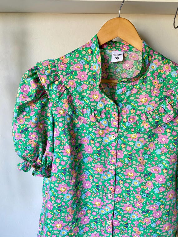 Short Sleeve Blouse - Liberty of London Print Puff Sleeve Short Sleeve Blouse - Liberty of London Print Puff Sleeve