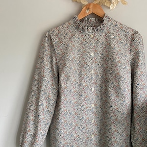 Long sleeve button through shirt with ruffle Collar Liberty of London Floral print