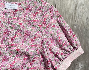 SAMPLE UK Size 12- 14 Liberty of London Floral print puff sleeve blouse- Thistle Blouse