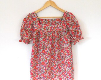 Daisy Blouse Square neck Liberty print blouse with short Puff Sleeves