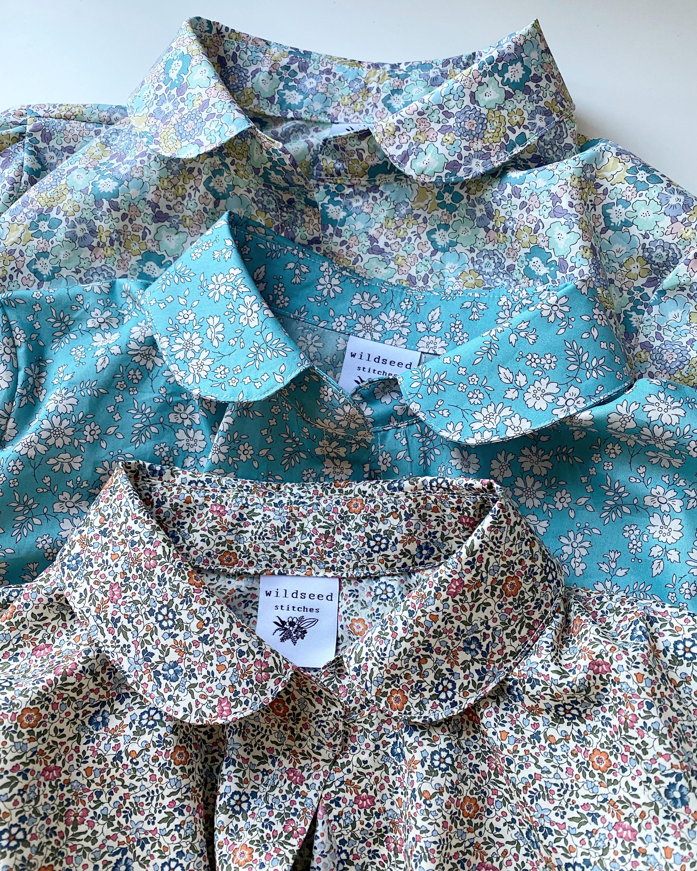 Liberty of London print long sleeve with Peter Pan Collar button through front shirt - Nettle Blouse -