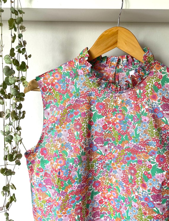 Sleeveless Floral Ruffle Collar Blouse - Liberty of London
