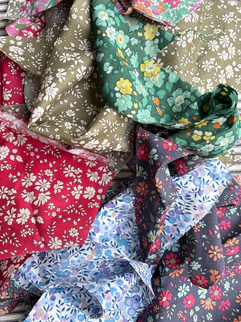 group of ditsy floral print cotton fabrics