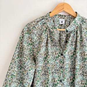 Button through Primrose Blouse - Liberty of London print Plain Collar with 3/4 sleeves
