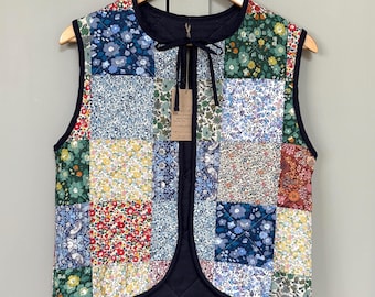 SAMPLE UK Size 8-10 Patchwork waistcoat Liberty of London Quilted Gilet