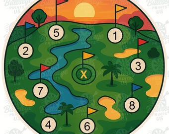 Golf Darts Practice Games – 5 Printable Overlays | Fun Golf-Themed Darts Training Sheets (Digital Download)