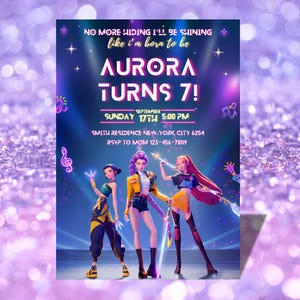 KPop Demon Hunter Birthday Invitation, Editable Canva Template, Kpop Virtual Invite, Printable Birthday Card for Kids, Digital Download