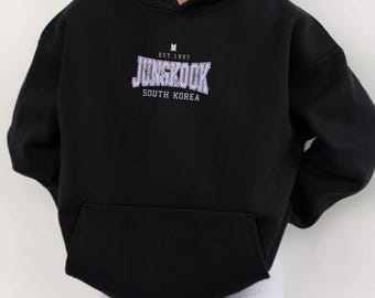 Jungkook Hoodie, South Korea, Est. 1997, Black Pullover Sweatshirt, Jungkook Shirt