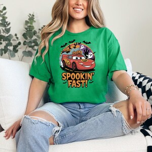 cars halloween shirt, cars halloween tee, disney pixar cars, halloween cars, halloween mcqueen, lightning mcqueen, lightning shirt, mcqueen, mcqueen halloween, mcqueen shirt, pixar cars shirt, race car shirt, spooky vibes shirt