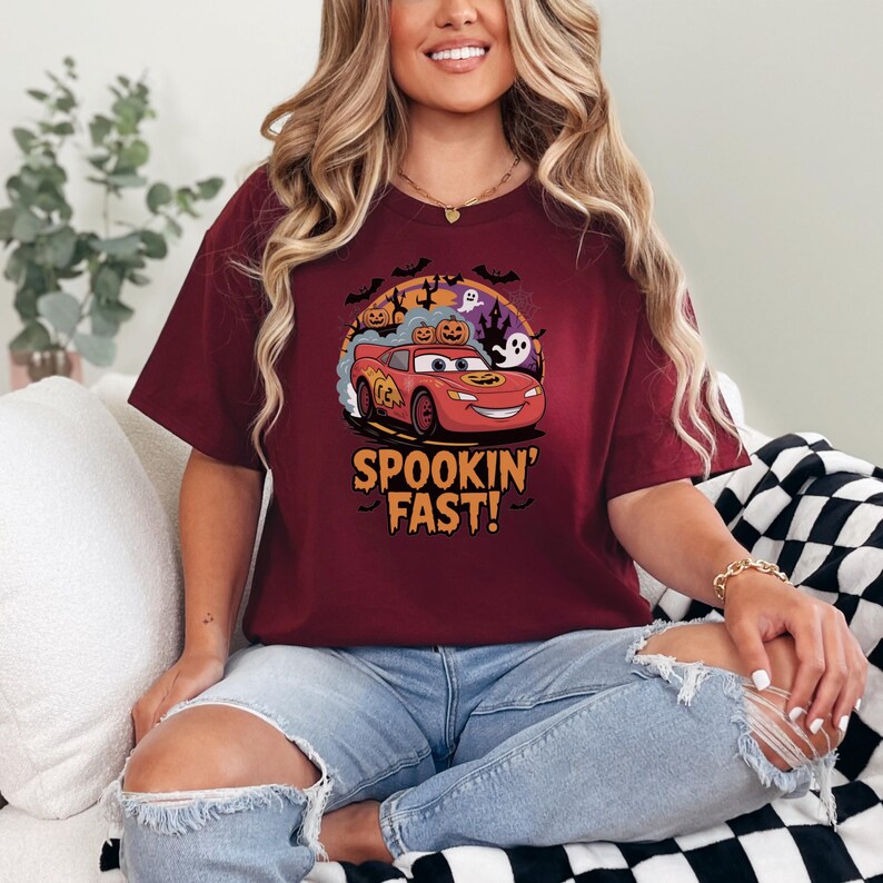 cars halloween shirt, cars halloween tee, disney pixar cars, halloween cars, halloween mcqueen, lightning mcqueen, lightning shirt, mcqueen, mcqueen halloween, mcqueen shirt, pixar cars shirt, race car shirt, spooky vibes shirt