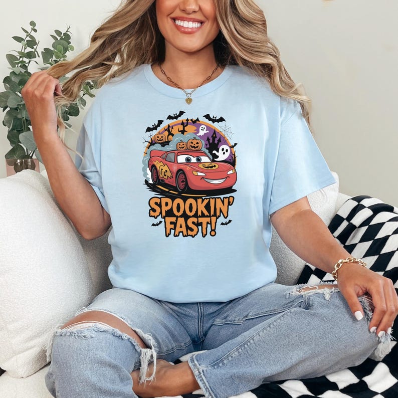 cars halloween shirt, cars halloween tee, disney pixar cars, halloween cars, halloween mcqueen, lightning mcqueen, lightning shirt, mcqueen, mcqueen halloween, mcqueen shirt, pixar cars shirt, race car shirt, spooky vibes shirt