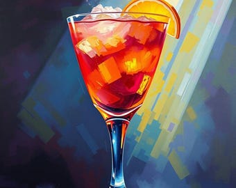 Vibrant Cocktail Art Print – Colorful Abstract Drink Illustration, Modern Bar Decor