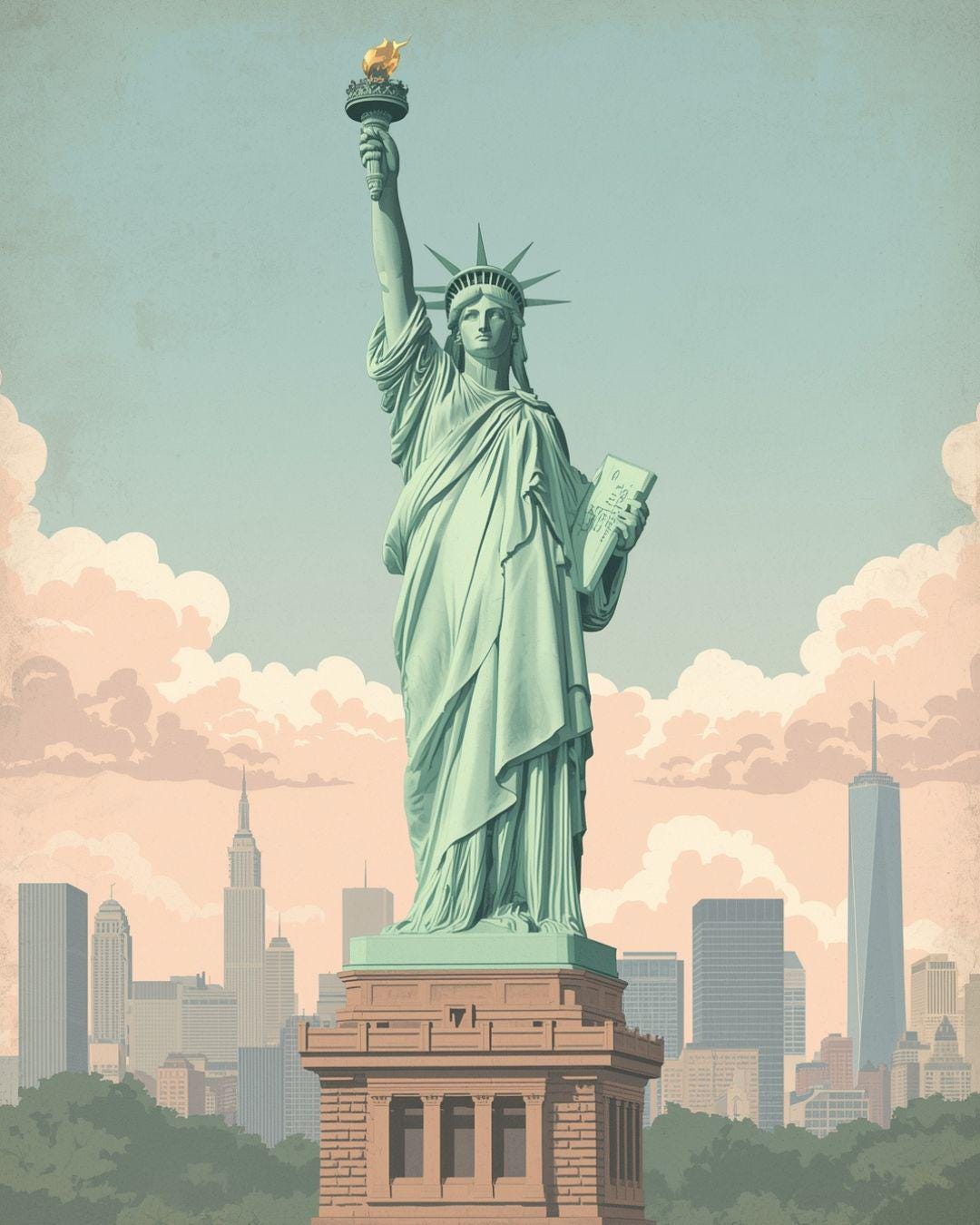 Statue of Liberty Wall Art Print, Vintage New York Poster - Etsy