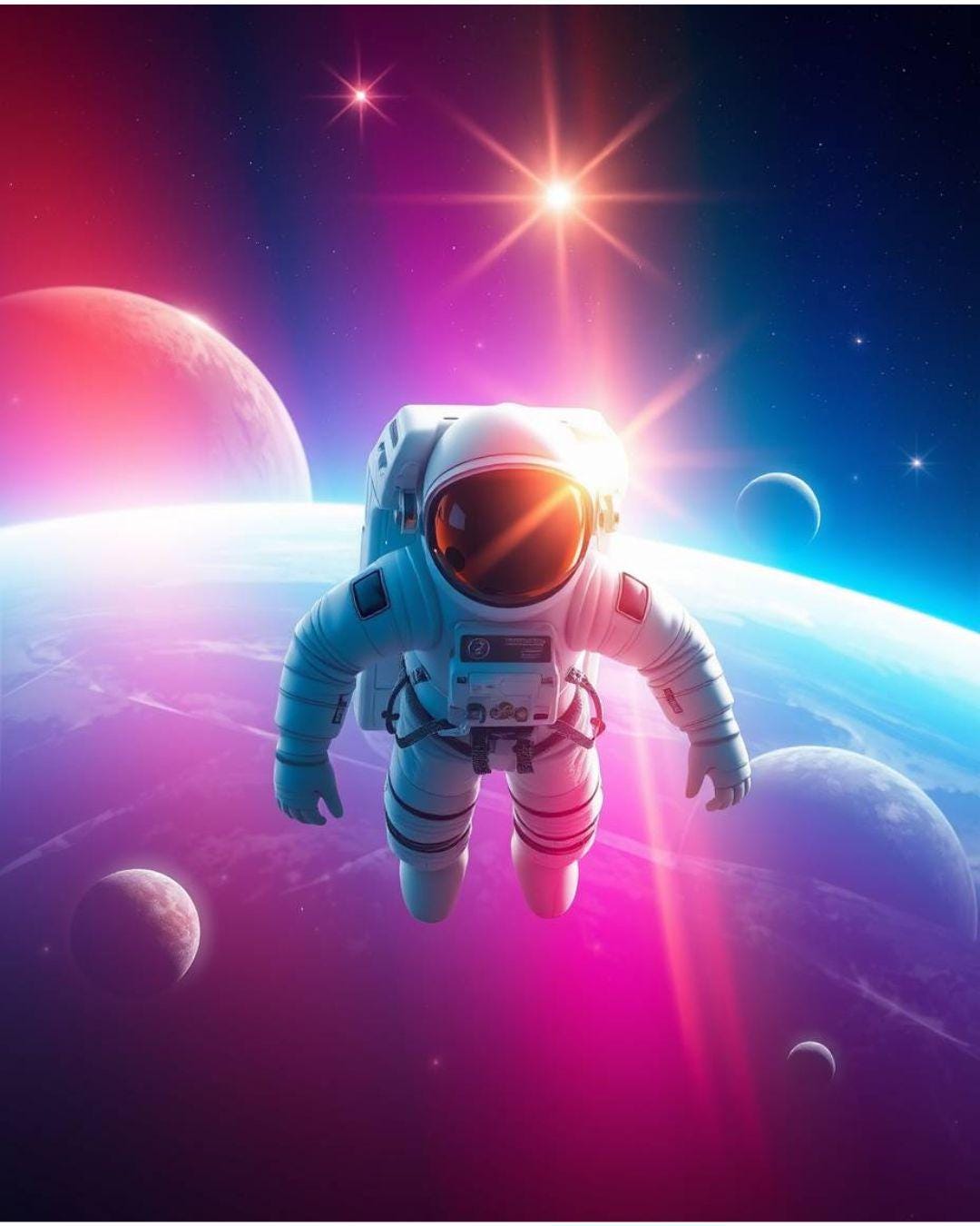 Cosmic Astronaut Poster – Retro Space Art Print – Futuristic Galaxy ...