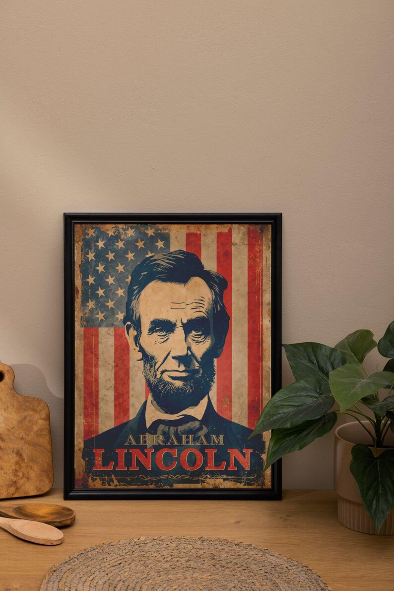 Vintage Abraham Lincoln Printable Wall Art – Patriotic American History ...