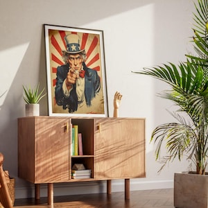 Uncle Sam Inspired Poster, Vintage American Patriot Illustration - Etsy