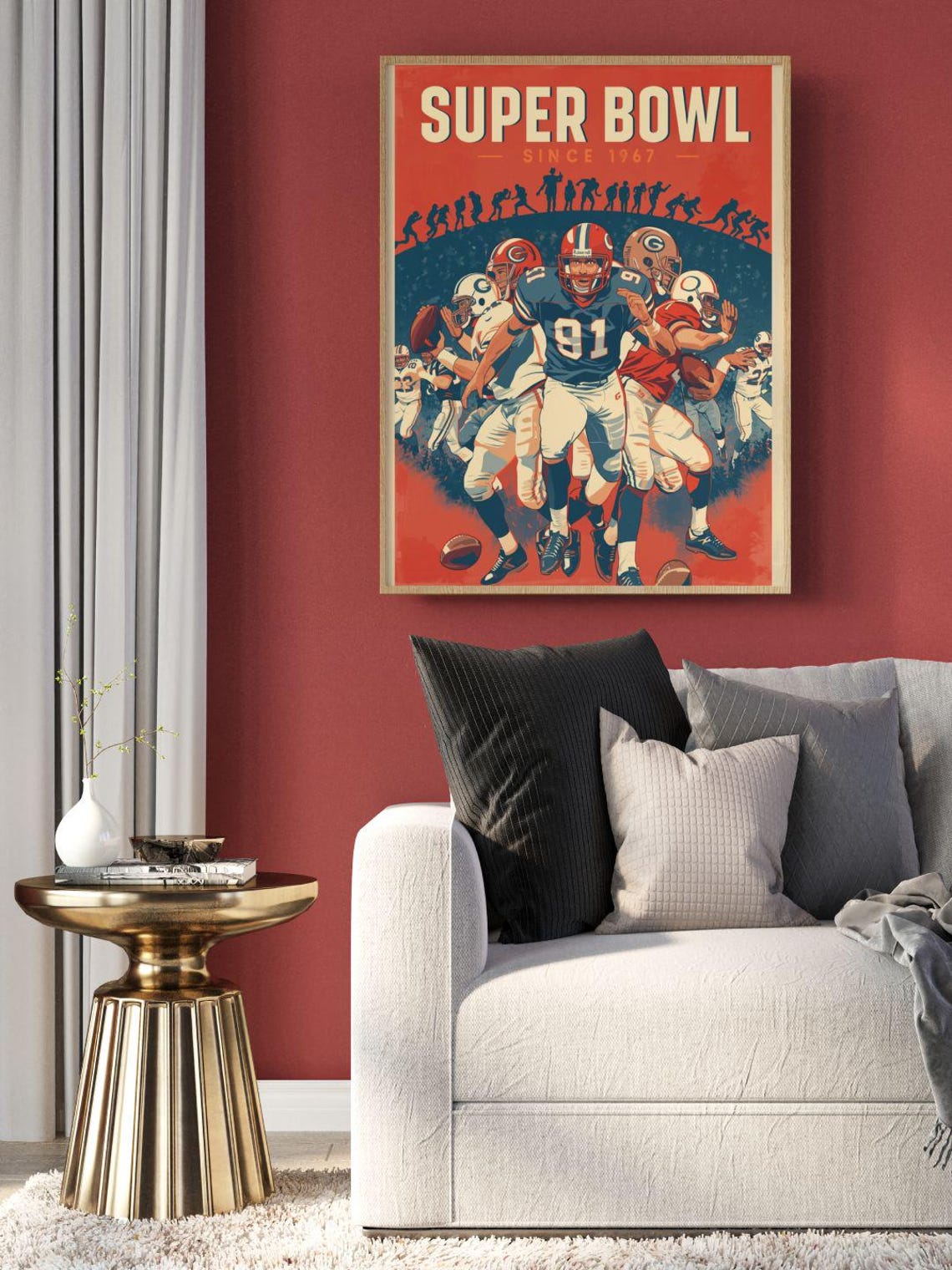 Super Bowl Vintage American Football Poster, Retro NFL Wall Art - Etsy
