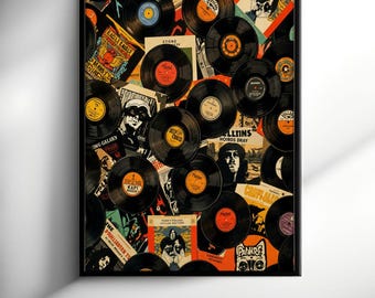 Quadri con dischi in vinile - Poster di musica retrò - Decorazione eclettica per collezionisti di dischi vintage