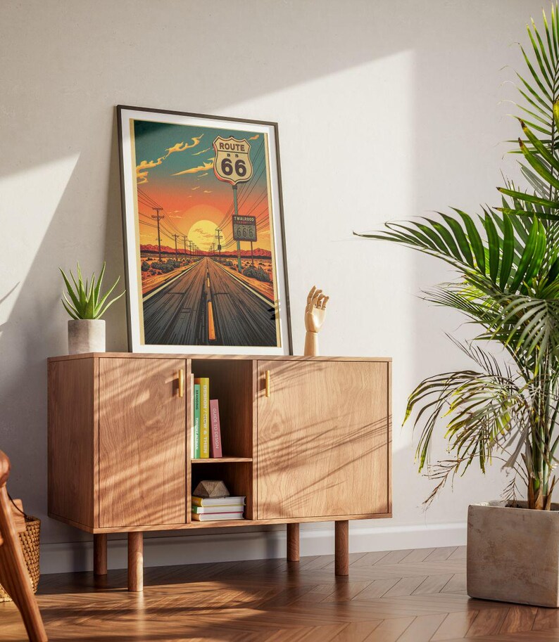 Route 66 Sunset Wall Art Print, Vintage American Road Trip Poster - Etsy