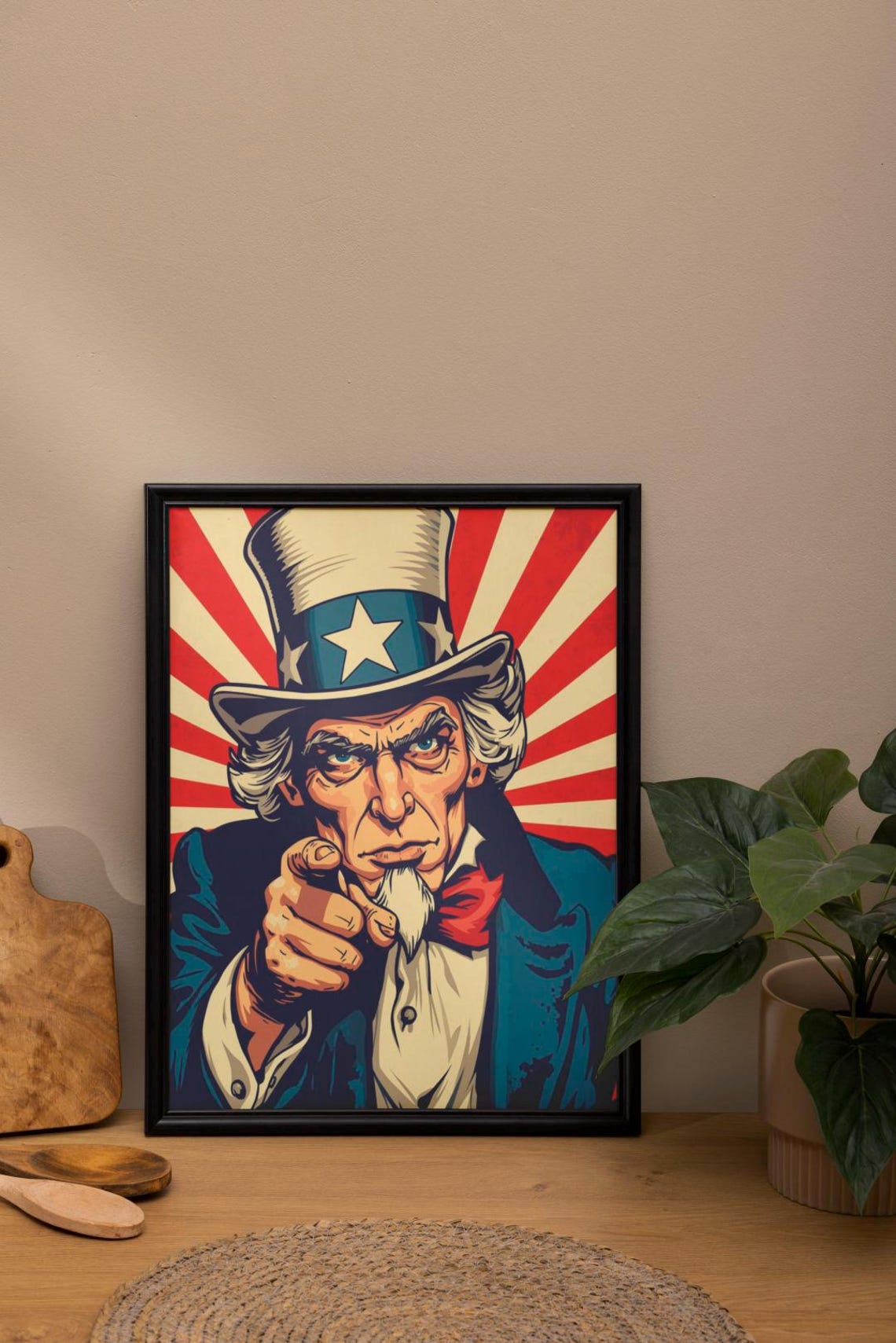 Uncle Sam Vintage Poster Style, Classic American Icon Illustration - Etsy