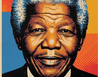 Nelson Mandela Pop Art Poster – Colorful Printable Wall Art