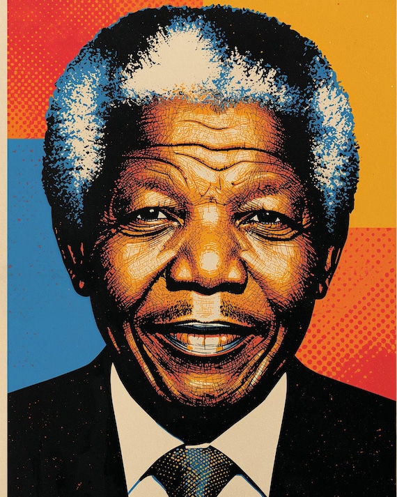 Nelson Mandela Pop Art Poster – Colorful Printable Wall Art