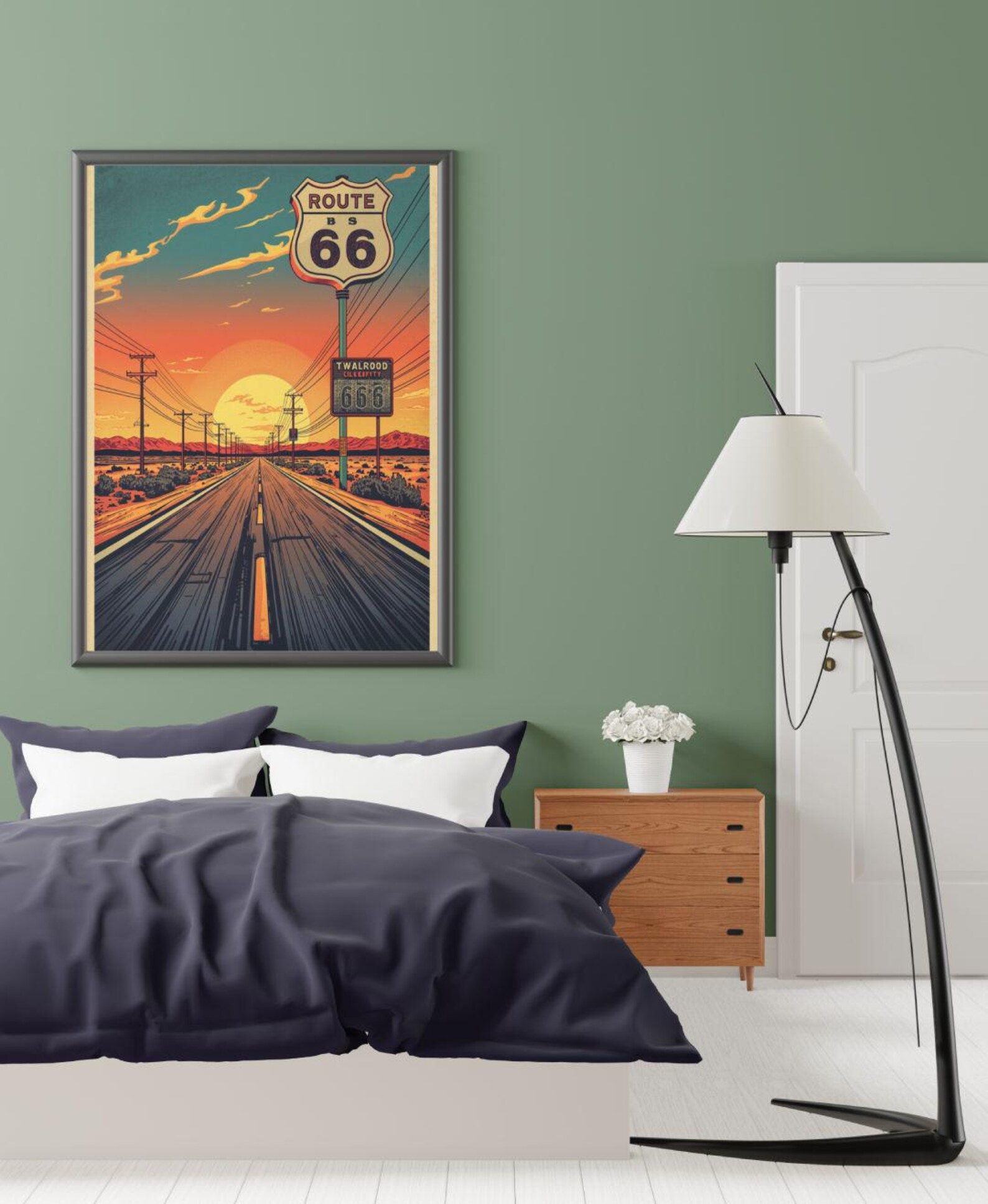 Route 66 Sunset Wall Art Print, Vintage American Road Trip Poster - Etsy