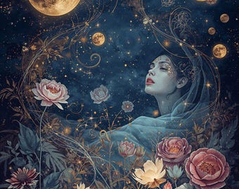 Lunar Reverie – Himmlische Traumlandschaft Wandkunst