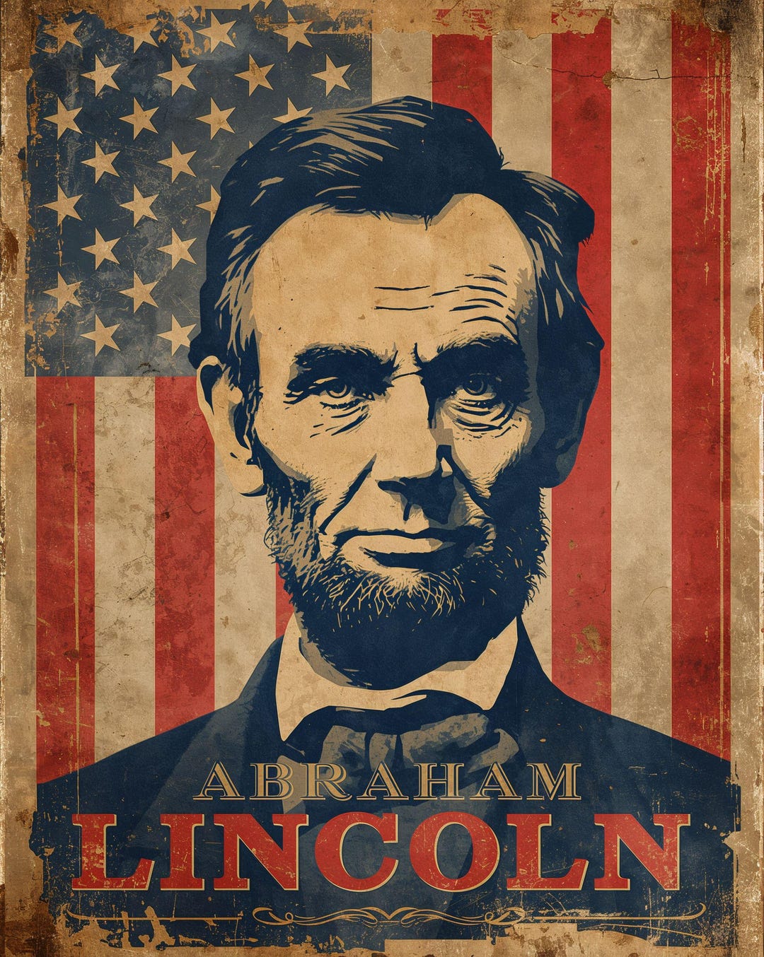 Vintage Abraham Lincoln Printable Wall Art – Patriotic American History ...