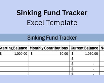 Sinking Funds Tracker Excel | Simple Savings Categories Spreadsheet | Monthly Expense Planning