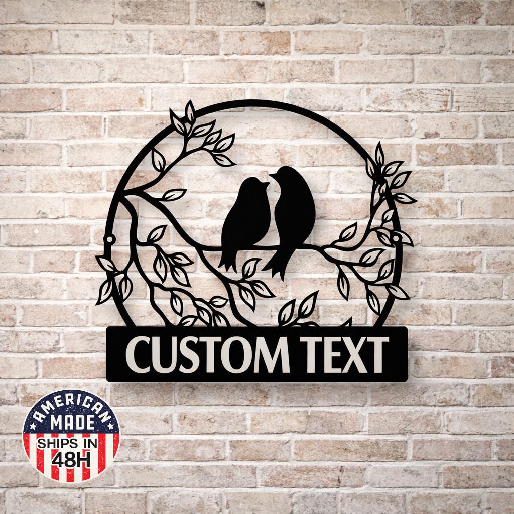 Us Sign Bird Personalized Metal Garden Sign – Birds on Branch Family Name Art - Etsy